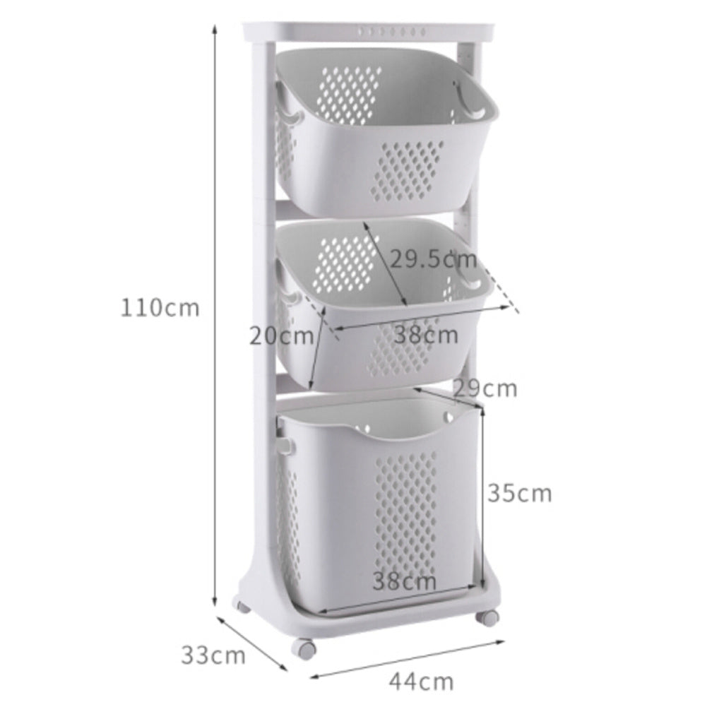 Rolling Laundry Basket with Tilted Bins and Large Capacity Storage Organizer