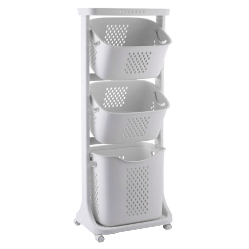 Rolling Laundry Basket with Tilted Bins and Large Capacity Storage Organizer