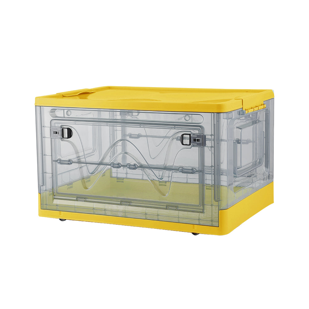 47L Durable Plastic Transparent Stackable Storage Box with Wheels Handles
