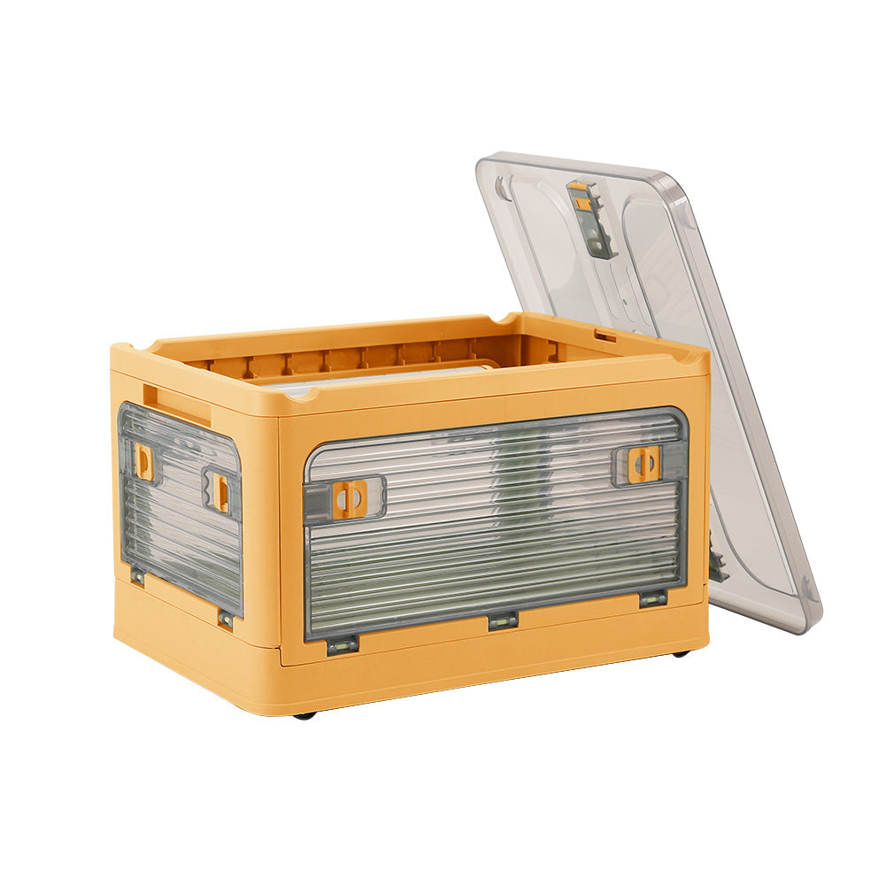 Stackable Transparent Plastic Storage Box with Lid & Wheels & Handles