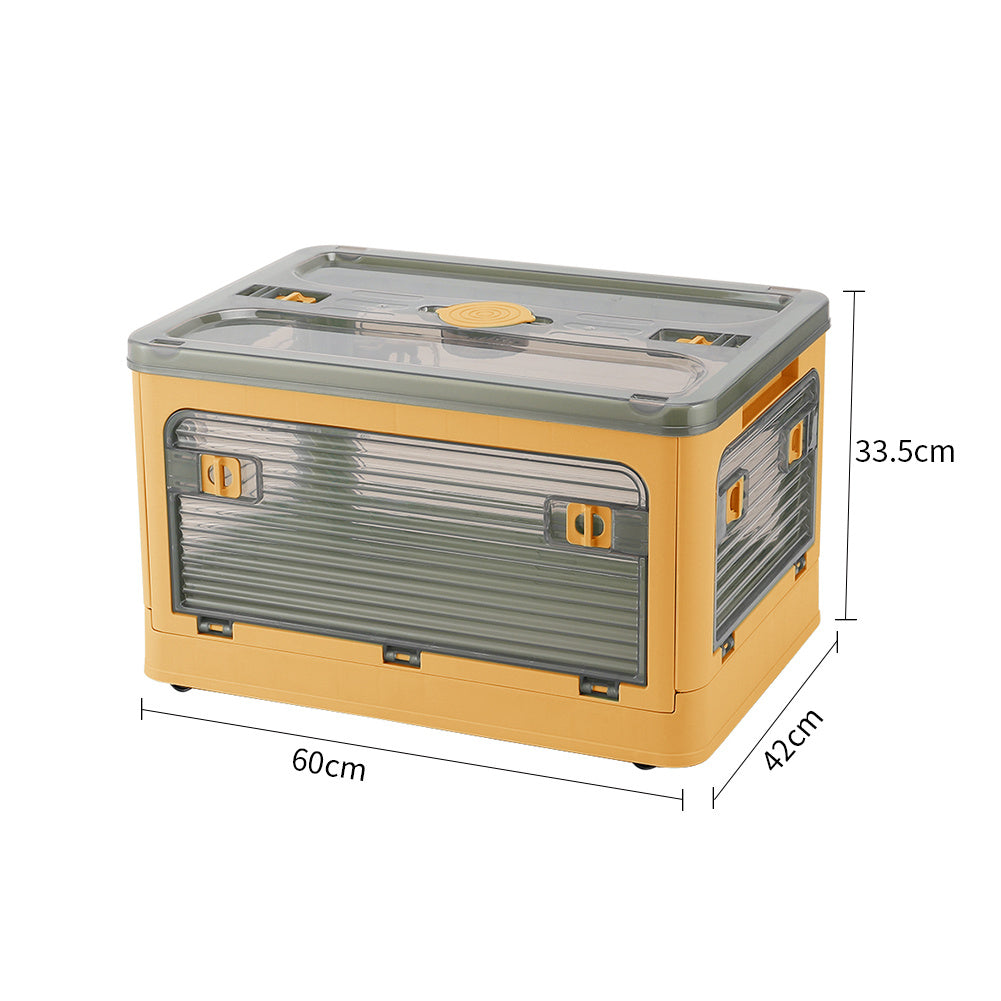 Stackable Transparent Plastic Storage Box with Lid & Wheels & Handles