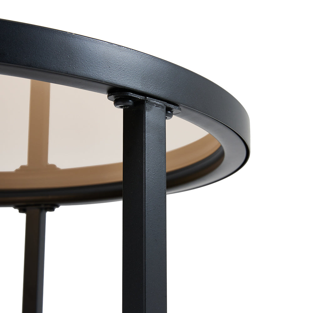 Set of 2 Modern Round Nesting Coffee Table Set with Glass Top Tables