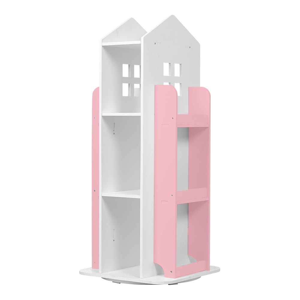 Kids House Frame Design Rotating Eco Friendly Storage BookShelf