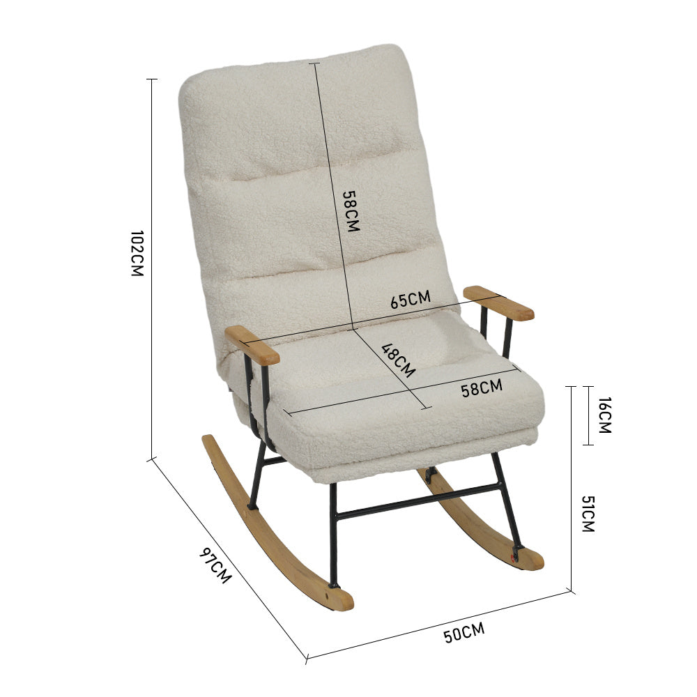 Adjustable Sherpa Upholstered Rocking Chair with Comfort Support