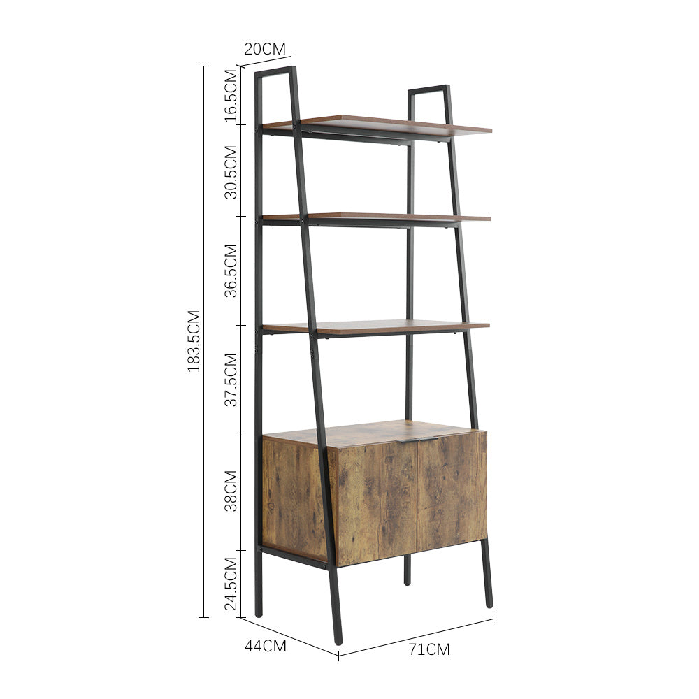 Industrial Storage Cabinet with Ladder Shelves and Sturdy Metal Frame