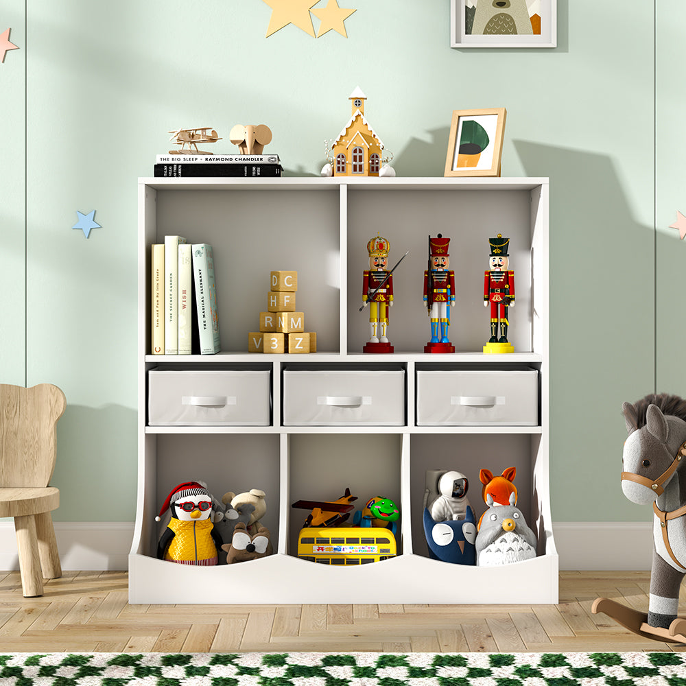Kids Toy Storage Organizer Cabinet with Open Shelves and Drawers