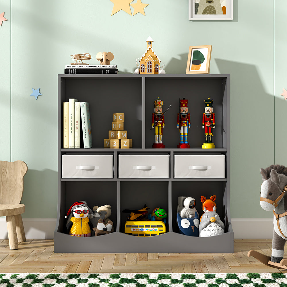 Kids Toy Storage Organizer Cabinet with Open Shelves and Drawers