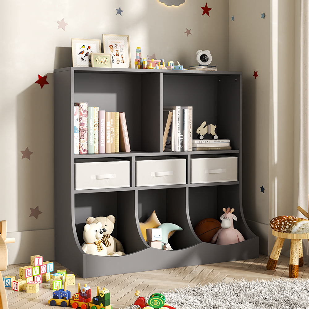 Kids Toy Storage Organizer Cabinet with Open Shelves and Drawers