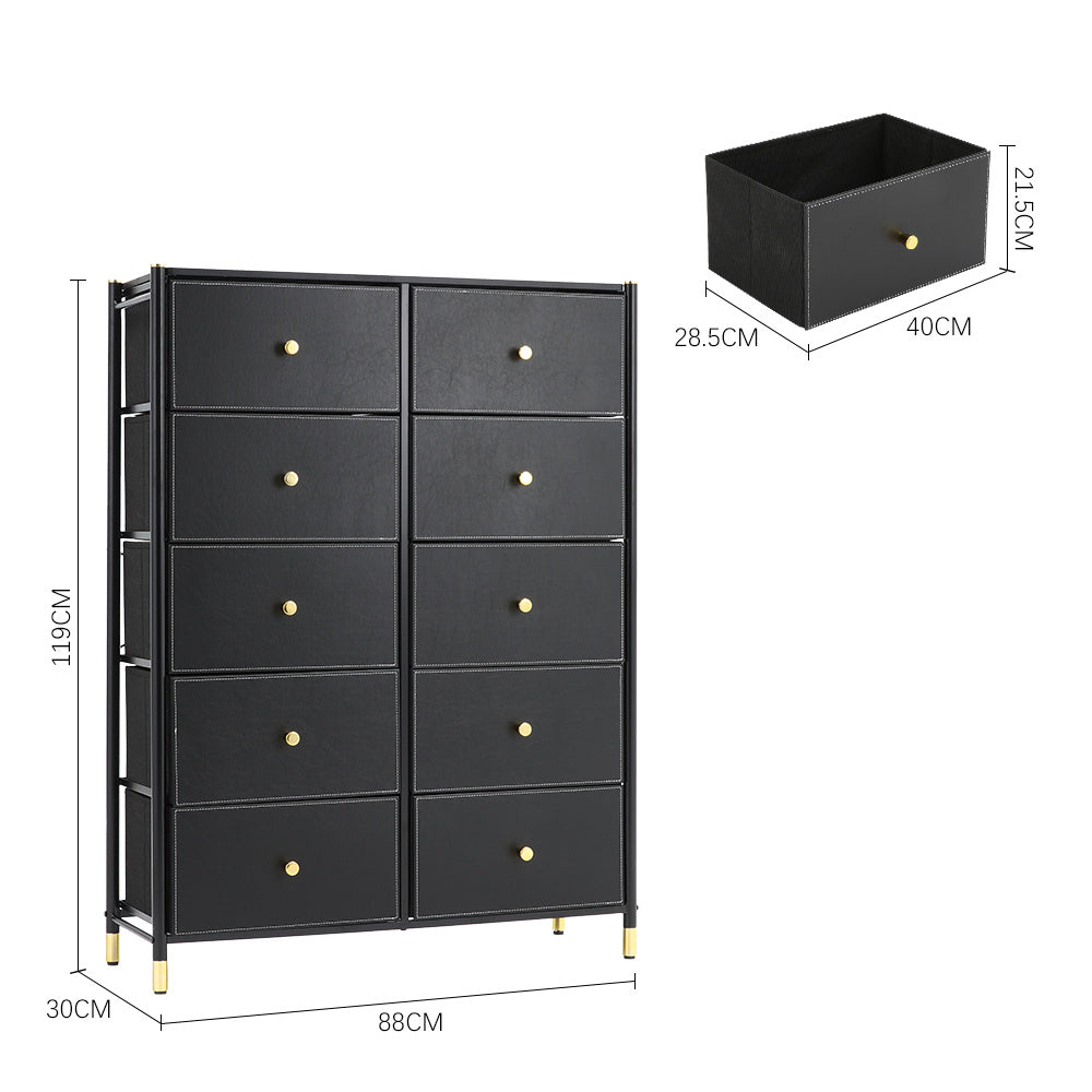 Tall 10 Drawer Storage Cabinet with Metal Frame
