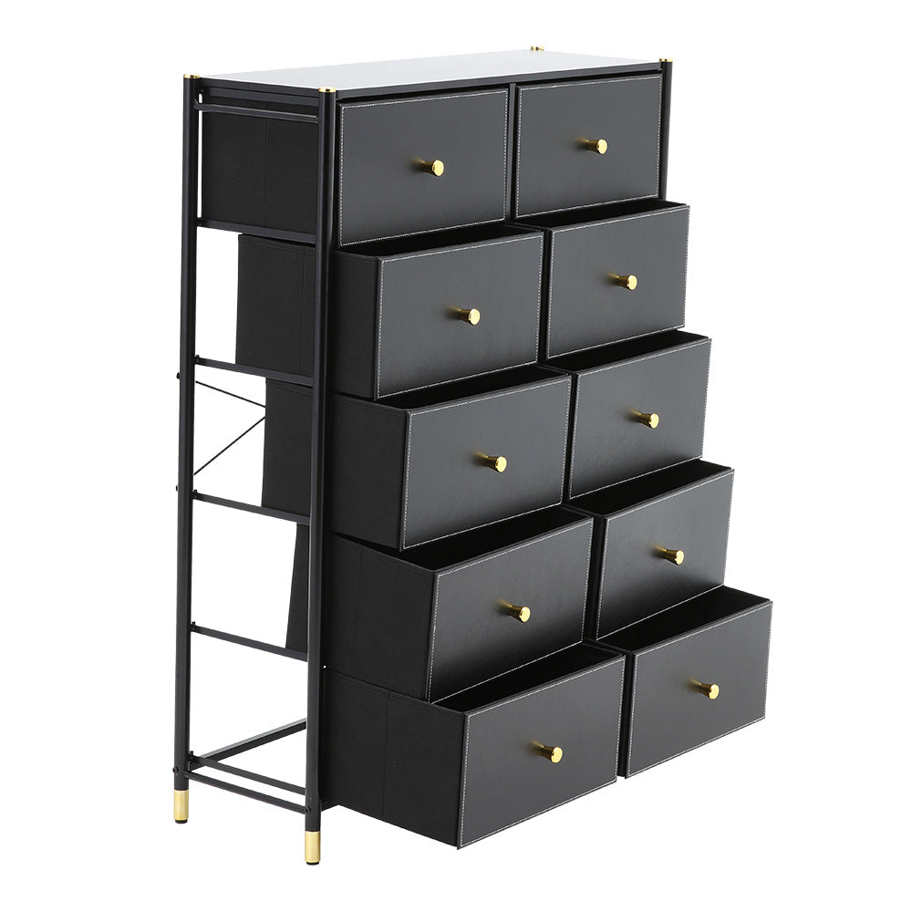 Tall 10 Drawer Storage Cabinet with Metal Frame