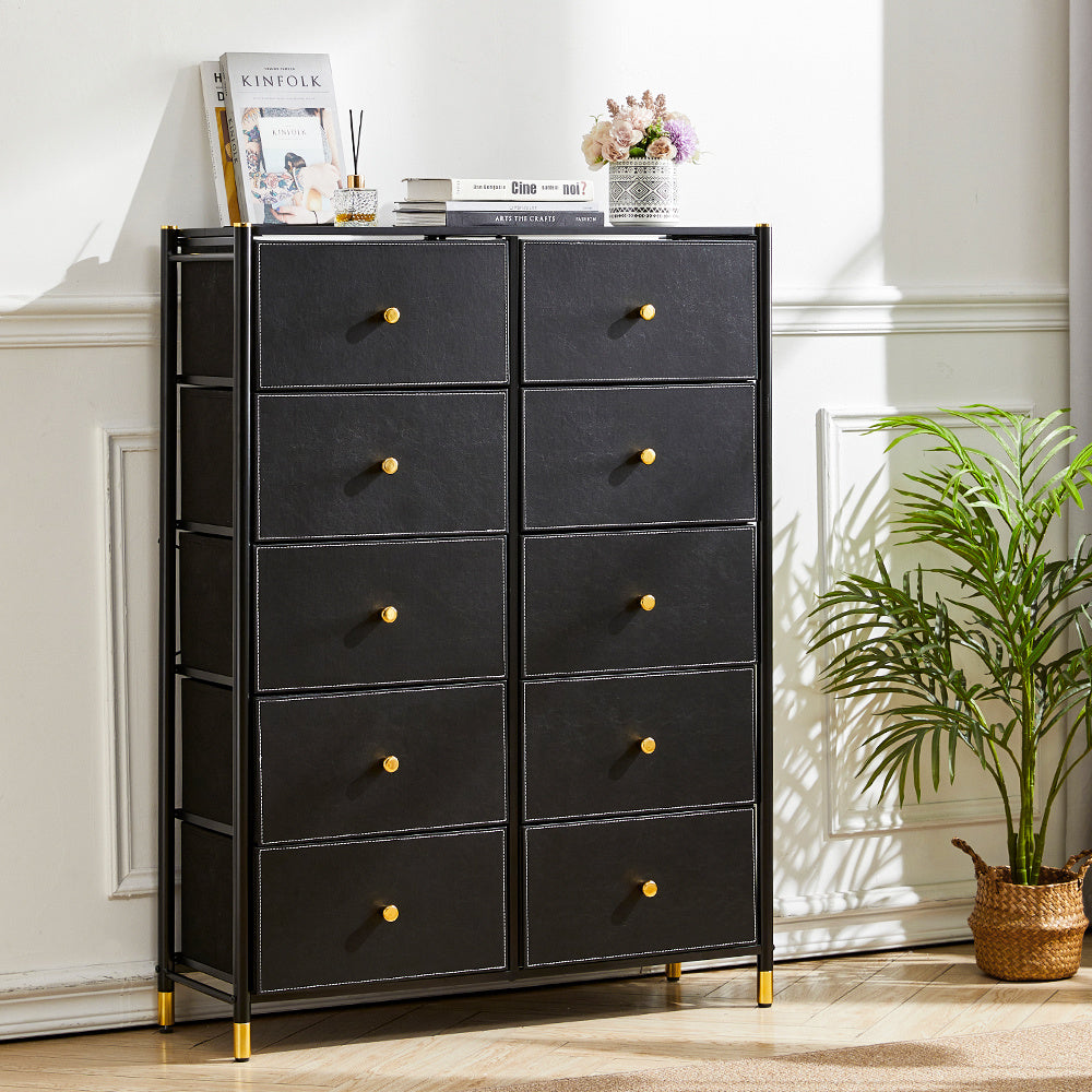 Tall 10 Drawer Storage Cabinet with Metal Frame