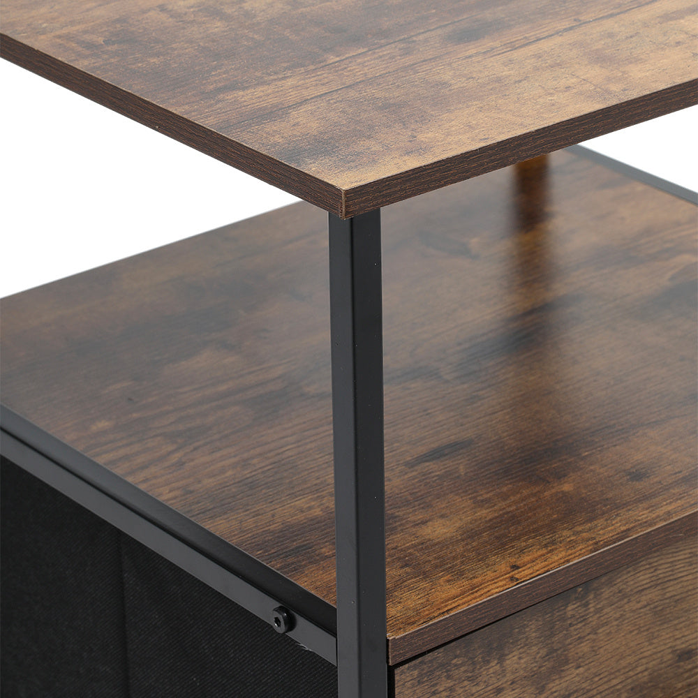 Rustic Industrial Wooden Storage Cabinet with 2 Drawers and Shelf