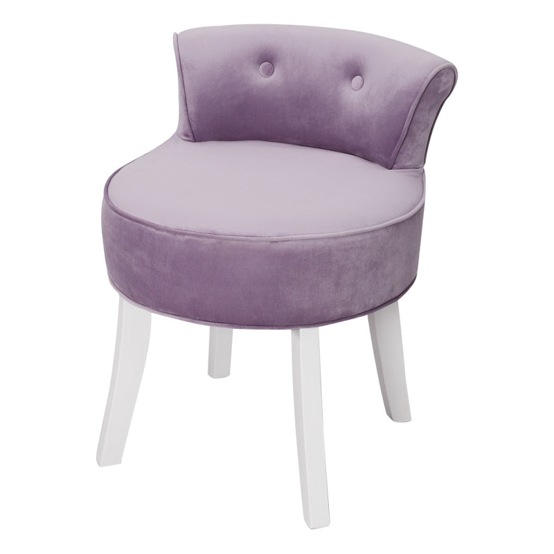 Velvet Buttoned Vanity Stool with Plush Seat and Curved Backrest