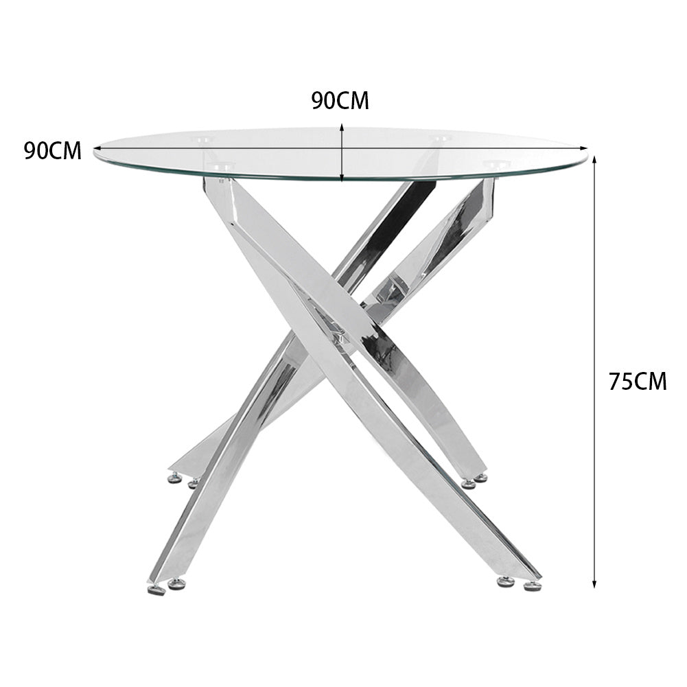 Modern Round Glass Coffee Table with Chrome Legs