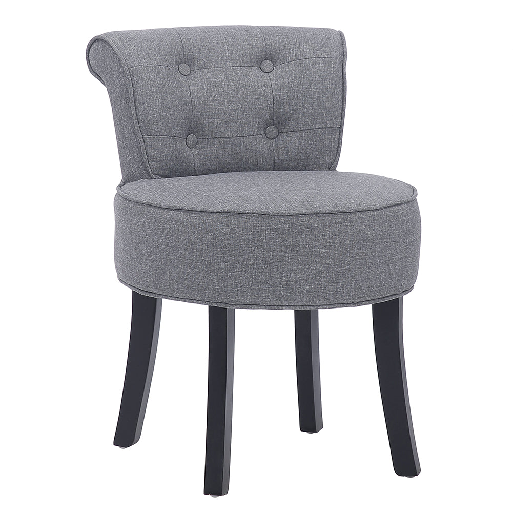 Velvet Buttoned Vanity Chair with High Backrest and Anti Slip Wooden Legs