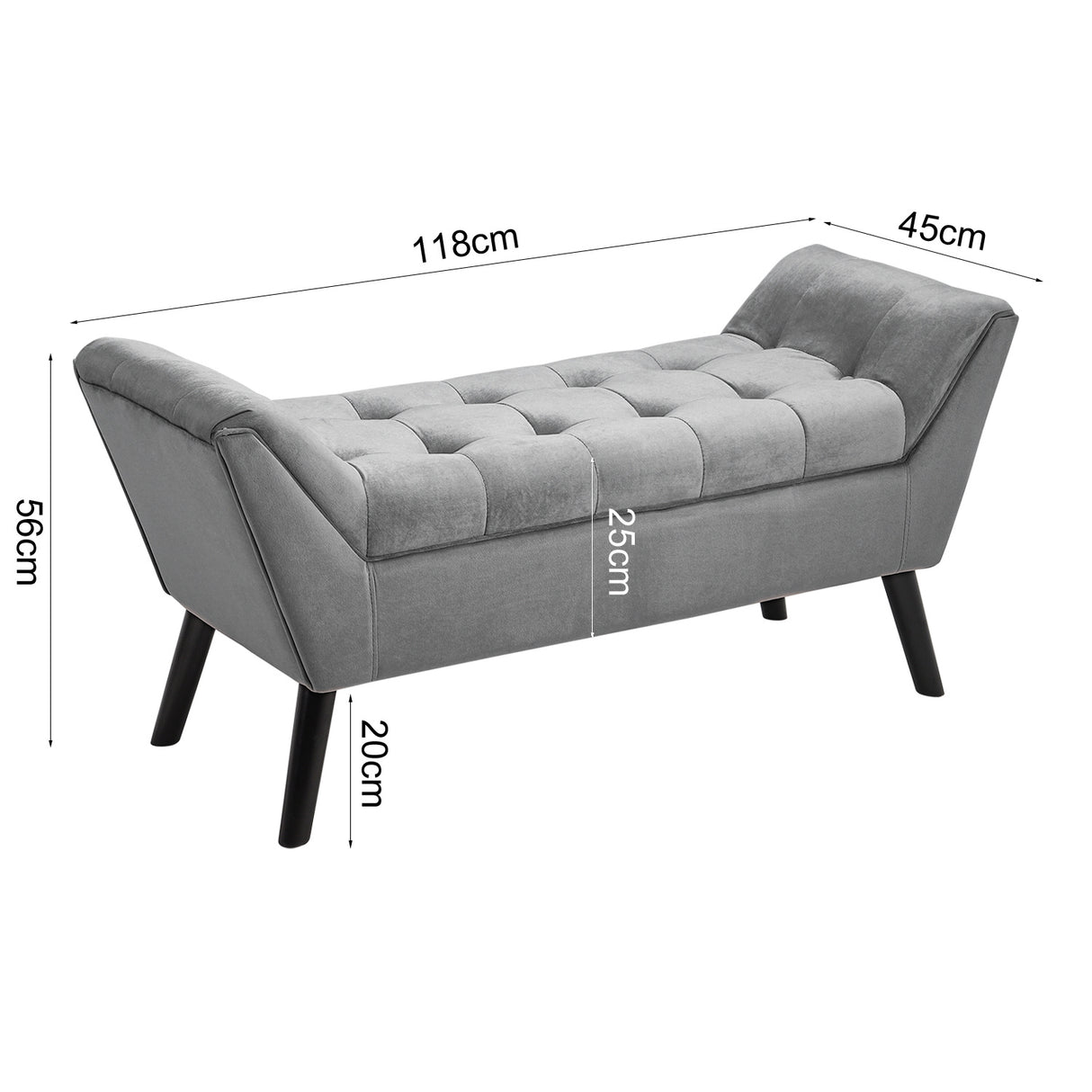 Velvet Bed End Bench With Arms Buttoned Upholstery Bedroom Seating