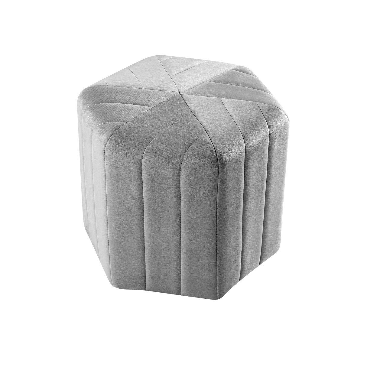Hexagonal Velvet Footstool Lightweight Extra Seat