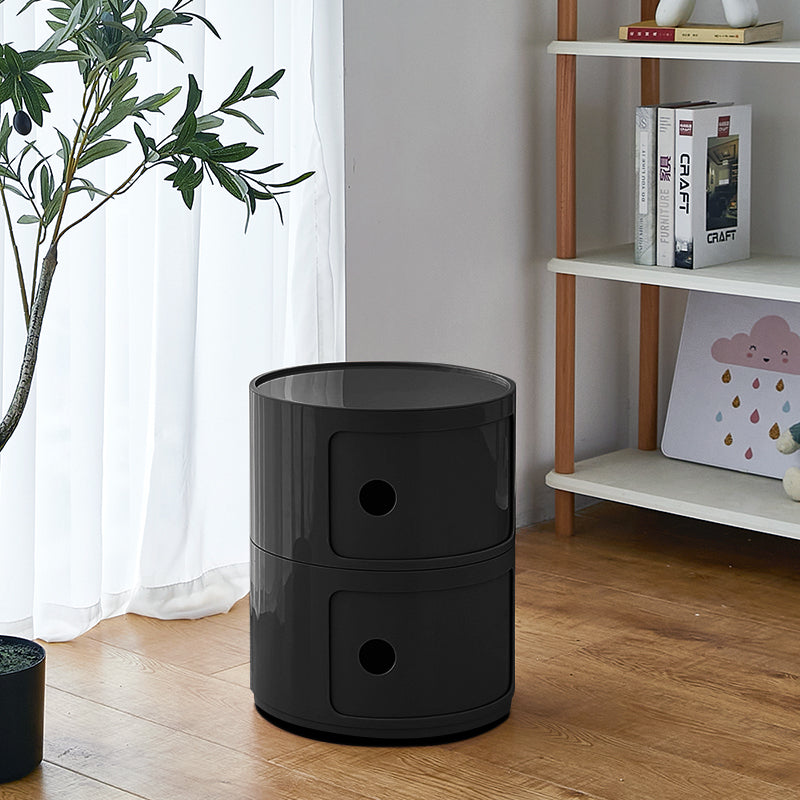 2 Tier Cylindrical Drawer Storage Unit Bedside Table