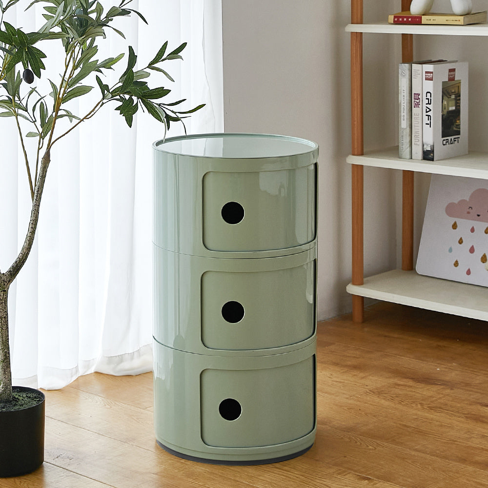 3 Tier Cylindrical Drawer Storage Unit Bedside Table