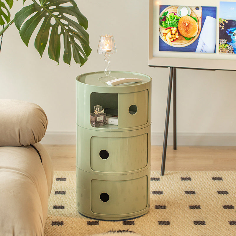 3 Tier Cylindrical Drawer Storage Unit Bedside Table