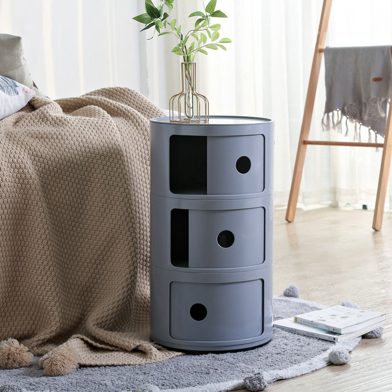 3 Tier Cylindrical Drawer Storage Unit Bedside Table