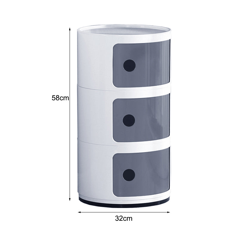 3 Tier Cylindrical Drawer Storage Unit Bedside Table