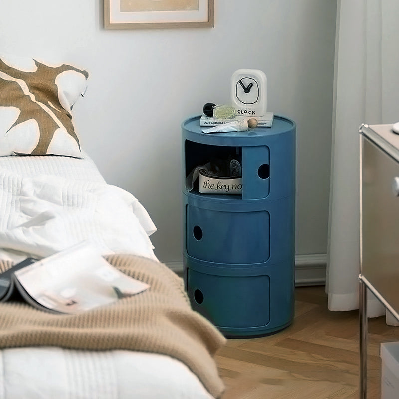 3 Tier Cylindrical Drawer Storage Unit Bedside Table