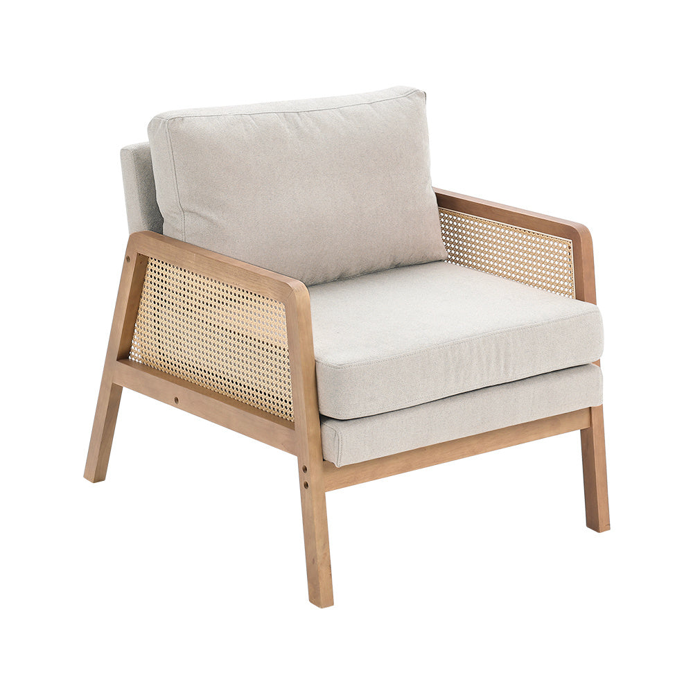 Cosy Wooden Armchair with Cane Sides Accent Chair