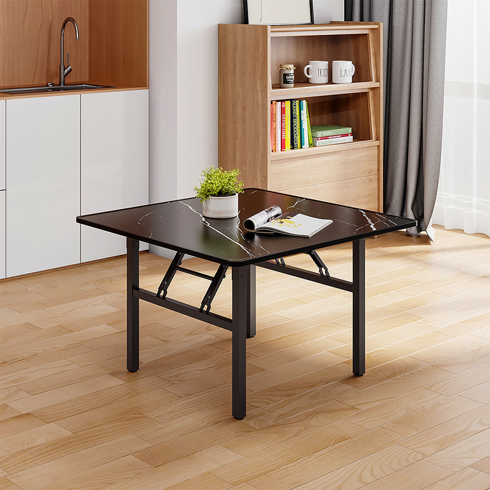 Square Folding Coffee Table Faux Marble Top Living Room Table