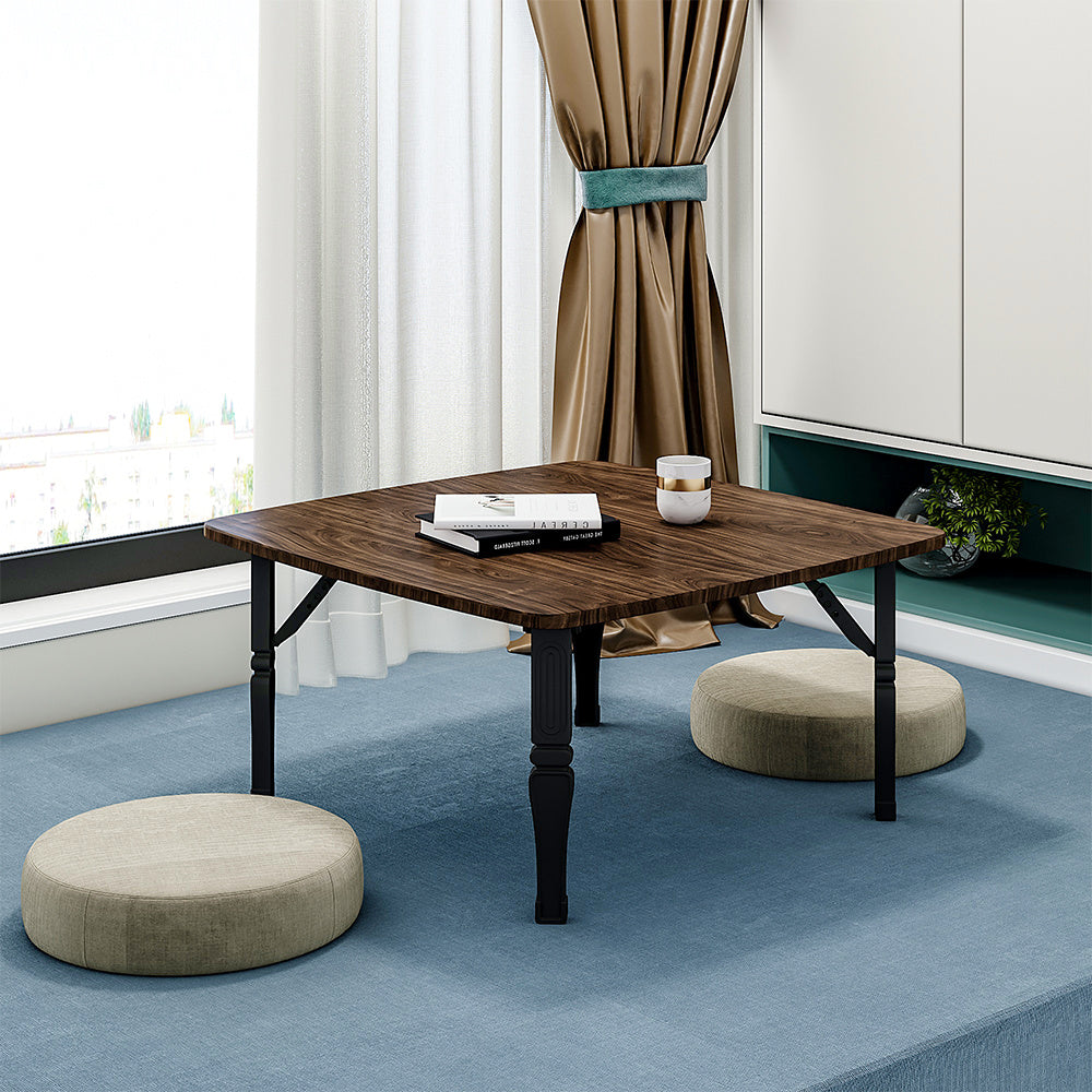 Foldable Coffee Table Square MDF Wood Grain Compact Living Room Side Table