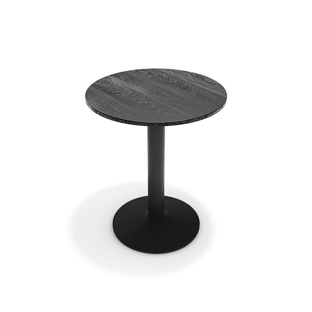 Black Round Cafe Table with Metal Base