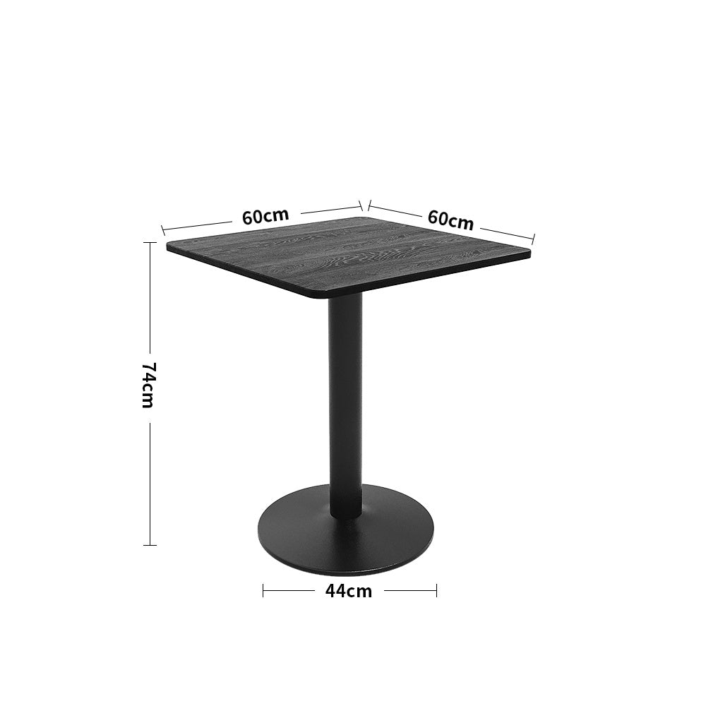 Black Square Cafe Table with Metal Base
