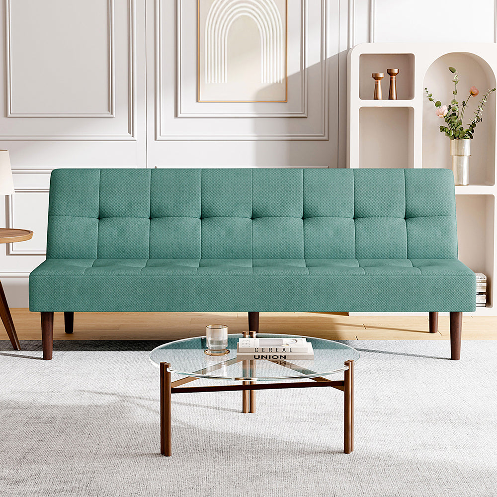 Modern Sleeper Sofa Bed Tufted Towelling Upholstered Wood Legs