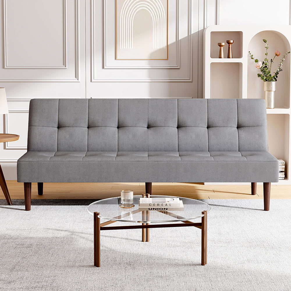 Modern Sleeper Sofa Bed Tufted Towelling Upholstered Wood Legs