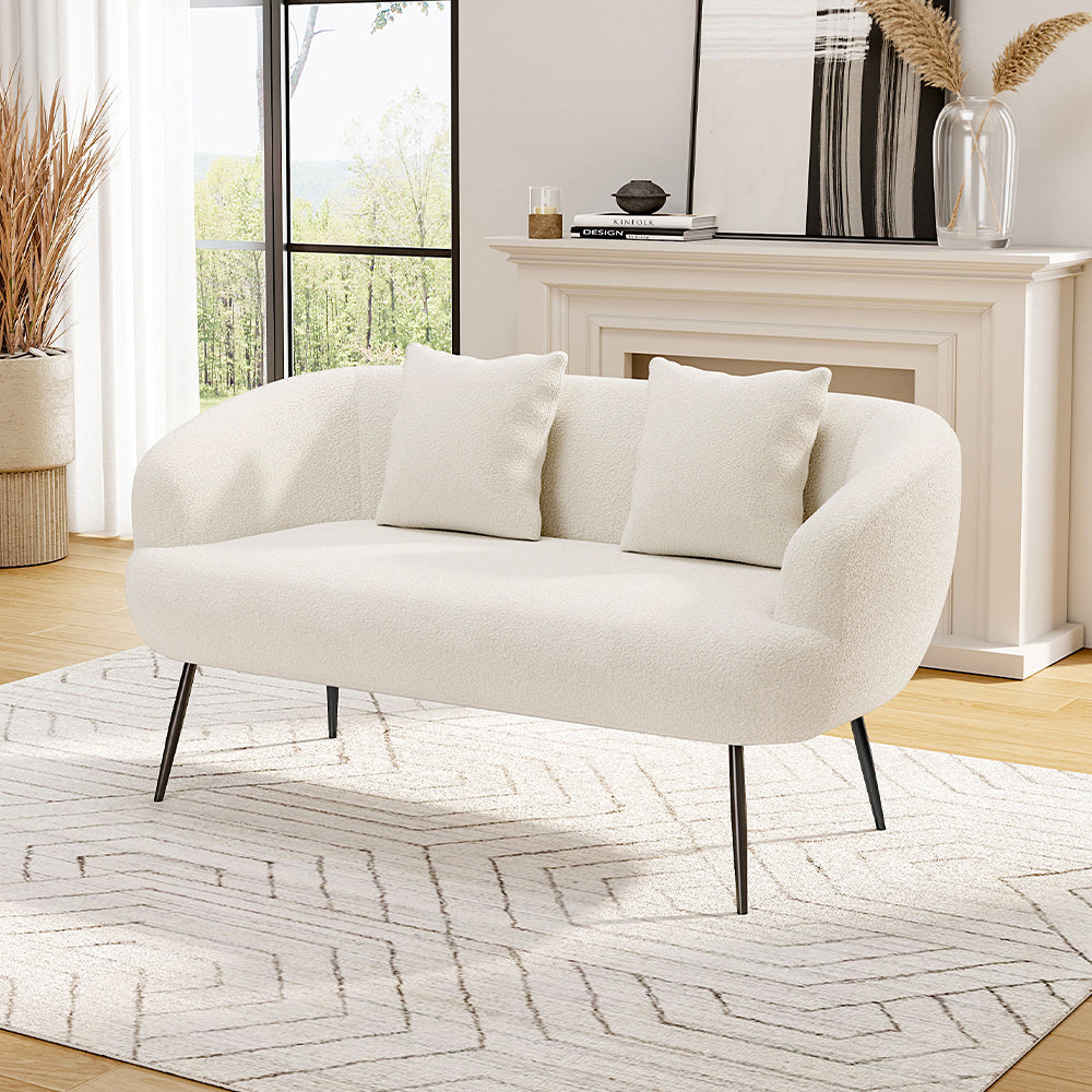 Modern White Teddy Loveseat Sofa 2 Seater Couch