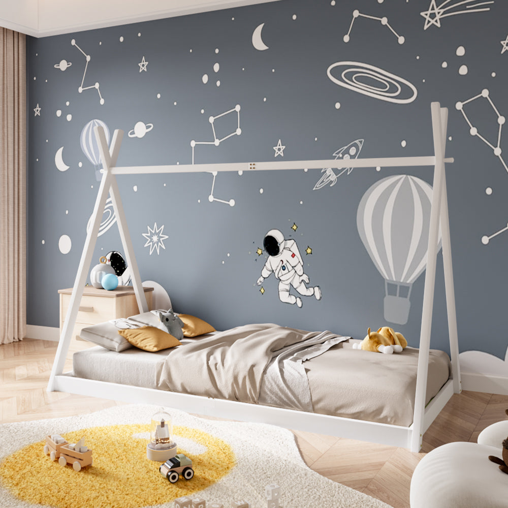 Montessori Kid Bed Solid Pine Low Base Tent Style Fun Sleep