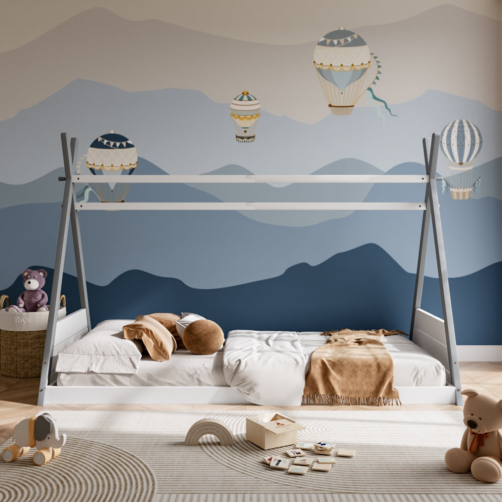 Montessori Triangular Frame Kids Bed Solid Pine Low Frame