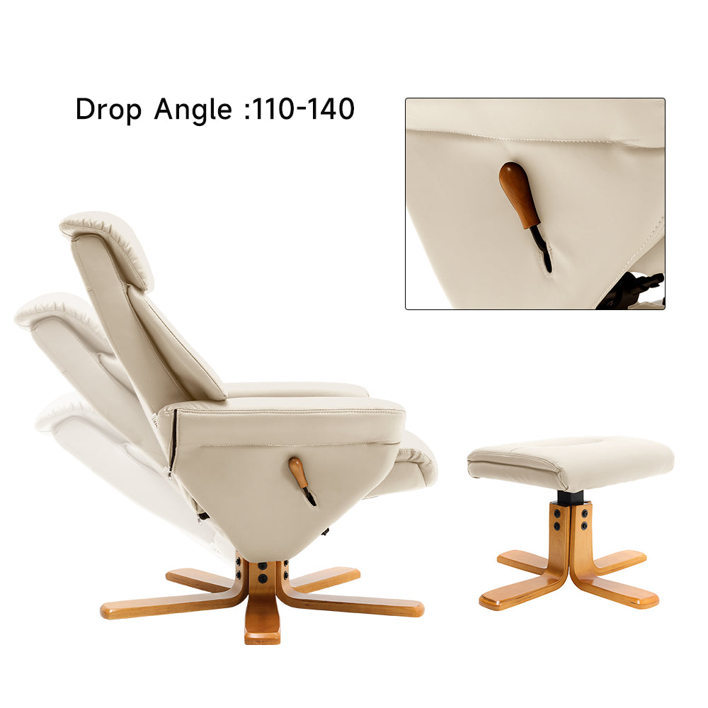 Adjustable Tilt Swivel Faux Leather Recliner Armchair with Ottoman