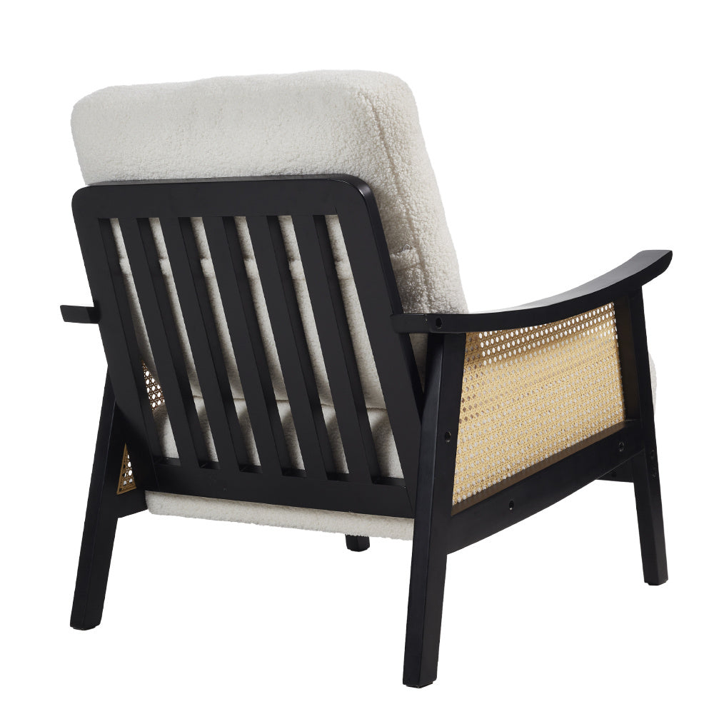 Modern Teddy Fleece Armchair Accent Chair with Wooden Frame
