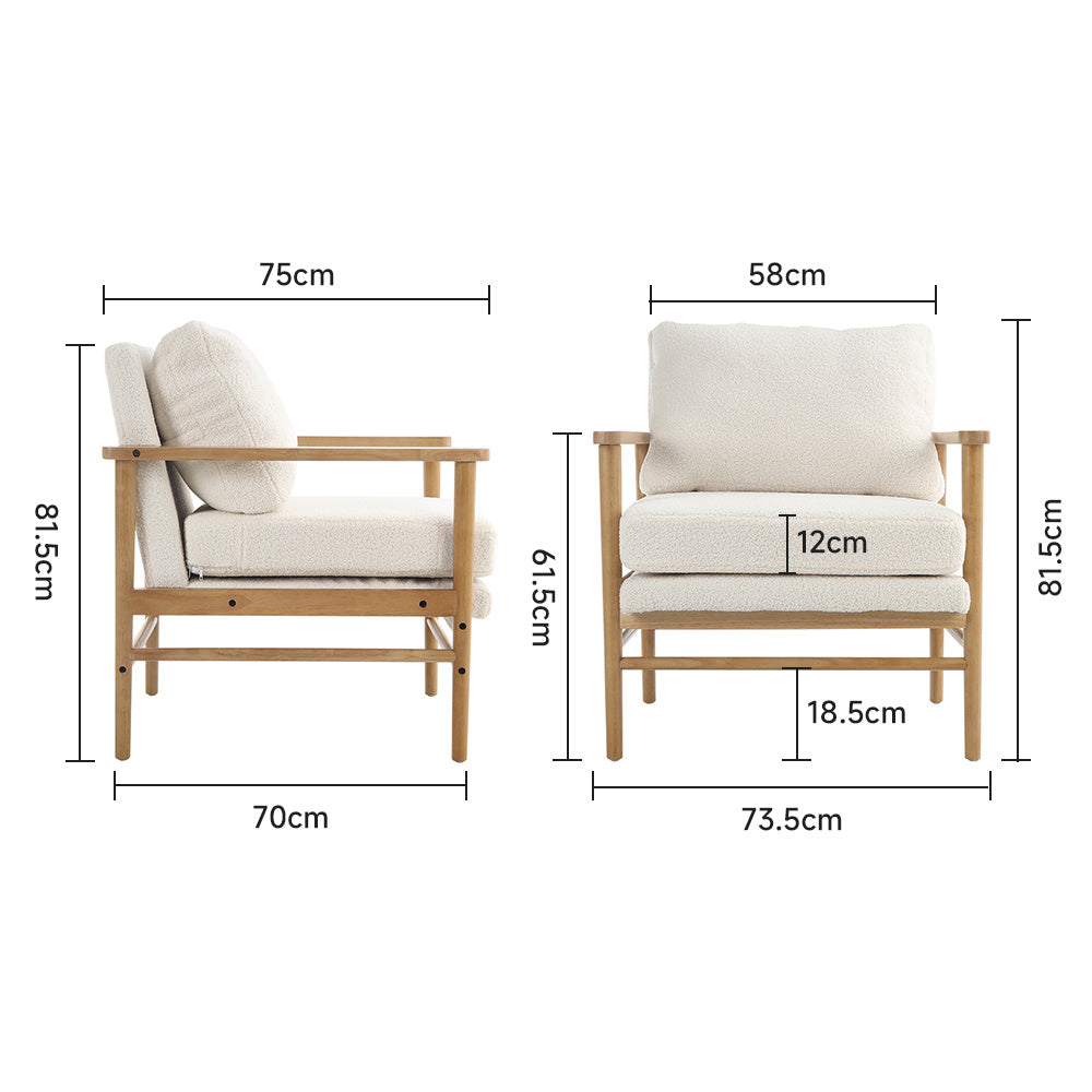 Teddy Bear Fur Accent Chair Cozy Faux Fur Wooden Armchair