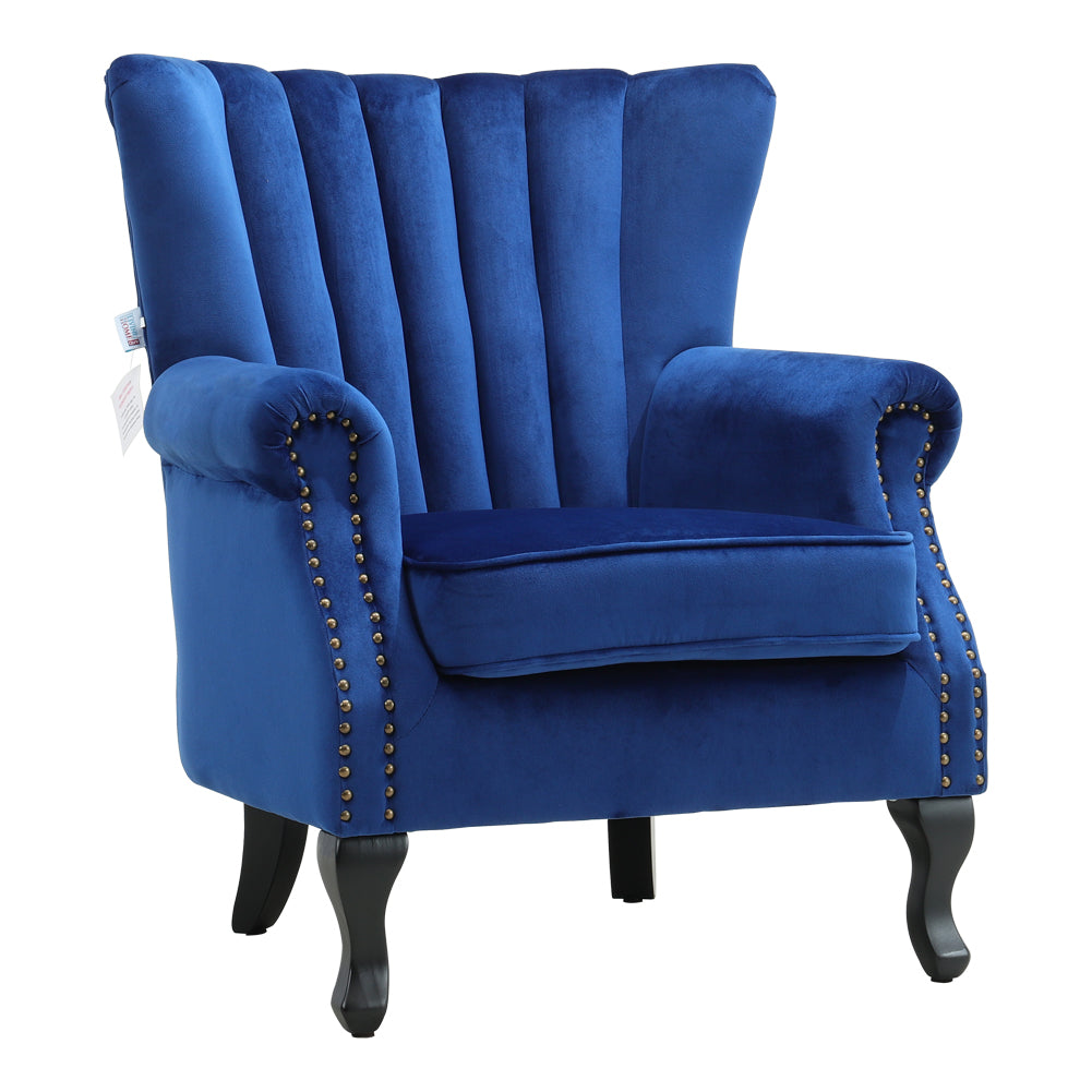 Velvet Armchair Modern Accent Chair with Tufted Back Plush Lounge Seating