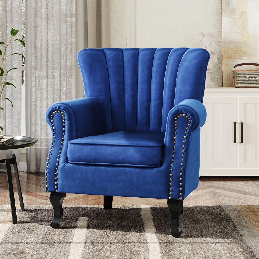 Velvet Armchair Modern Accent Chair with Tufted Back Plush Lounge Seating
