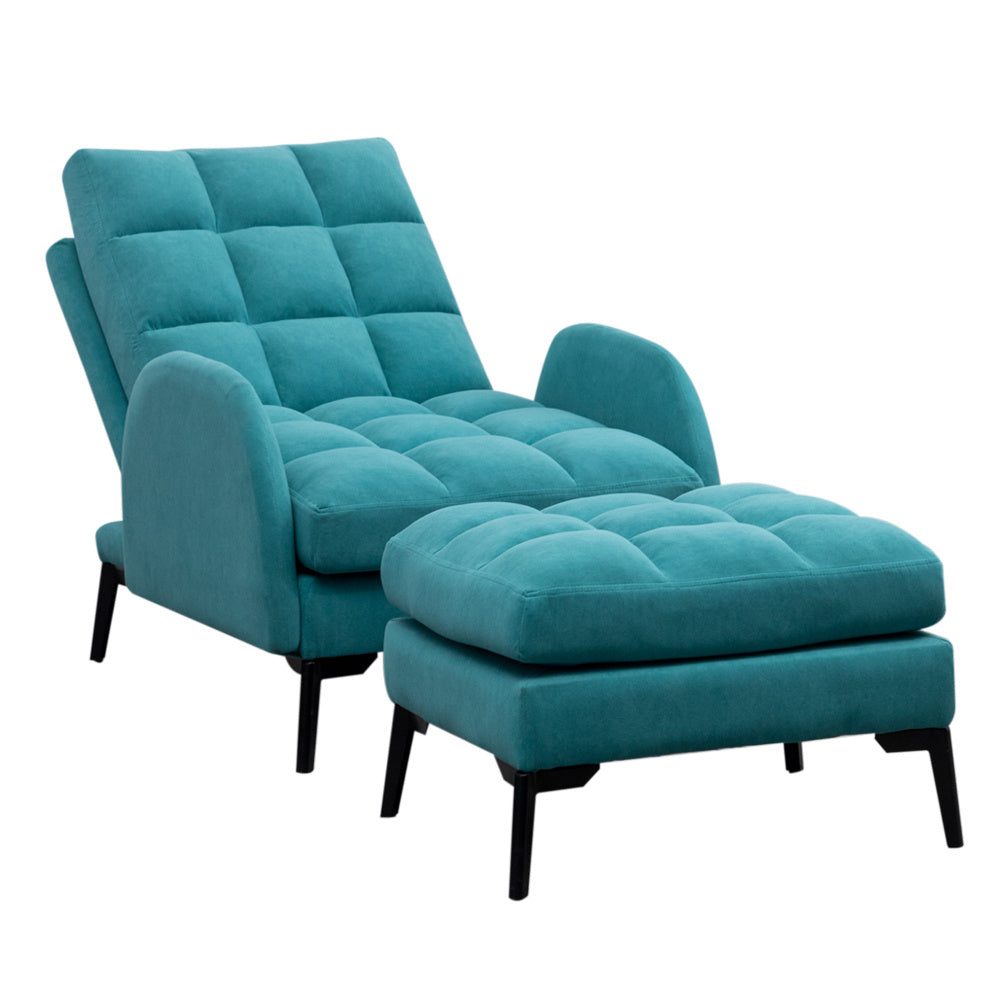 Armchair and Ottoman Set Modern Frosted Velvet Comfortable Seating