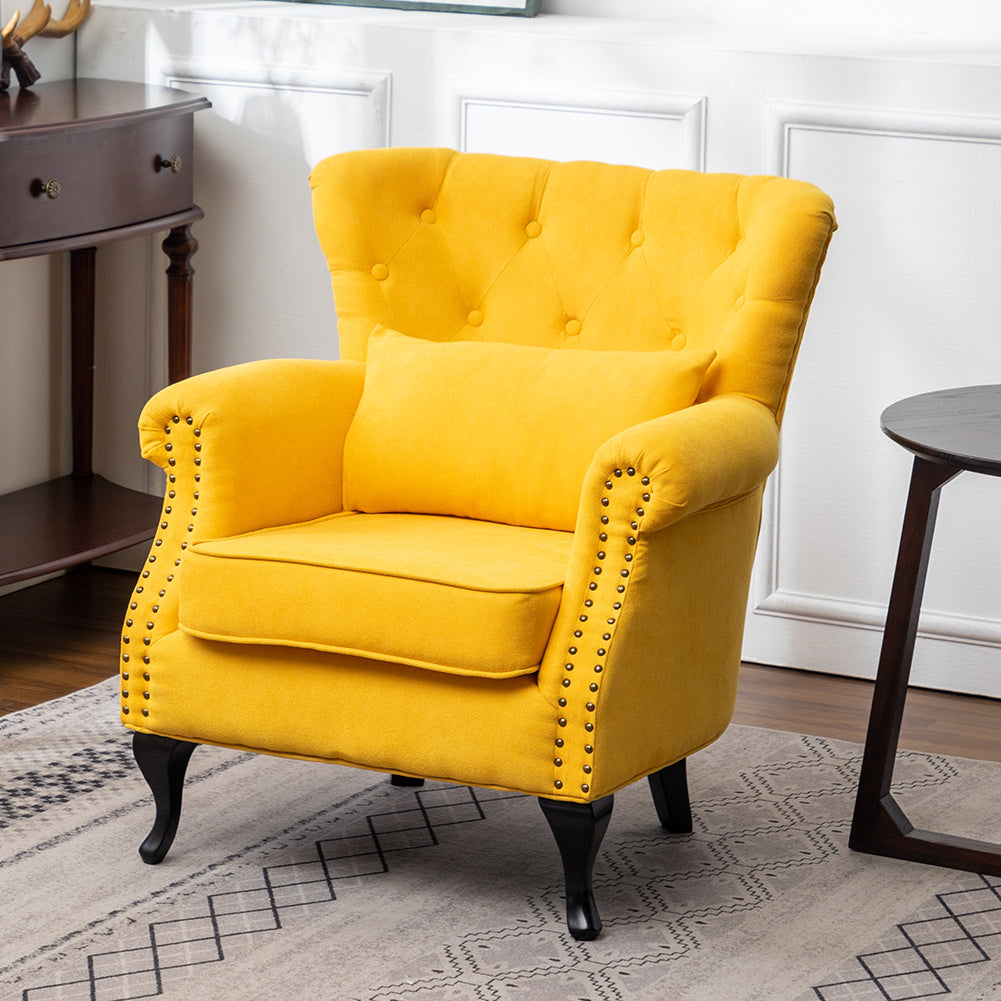 Modern Tufted Armchair with Nailhead Trim Comfortable Accent Chair