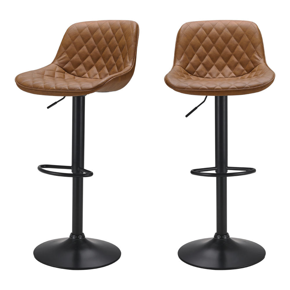 Set of 2 PU Leather Counter Swivel Height Bar Stools for Pub Dining Room