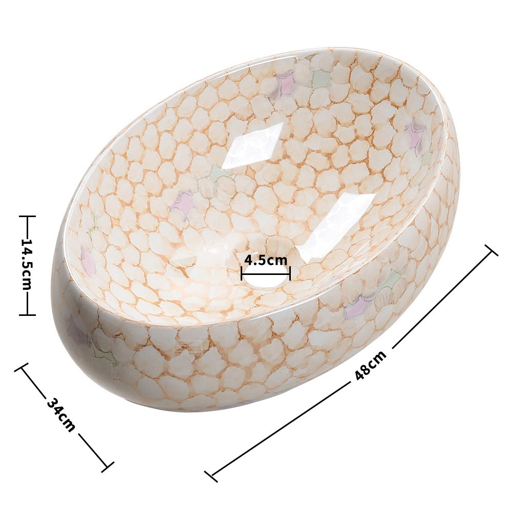 Modern Above Counter Oval Marble Bathroom Vessel Sink