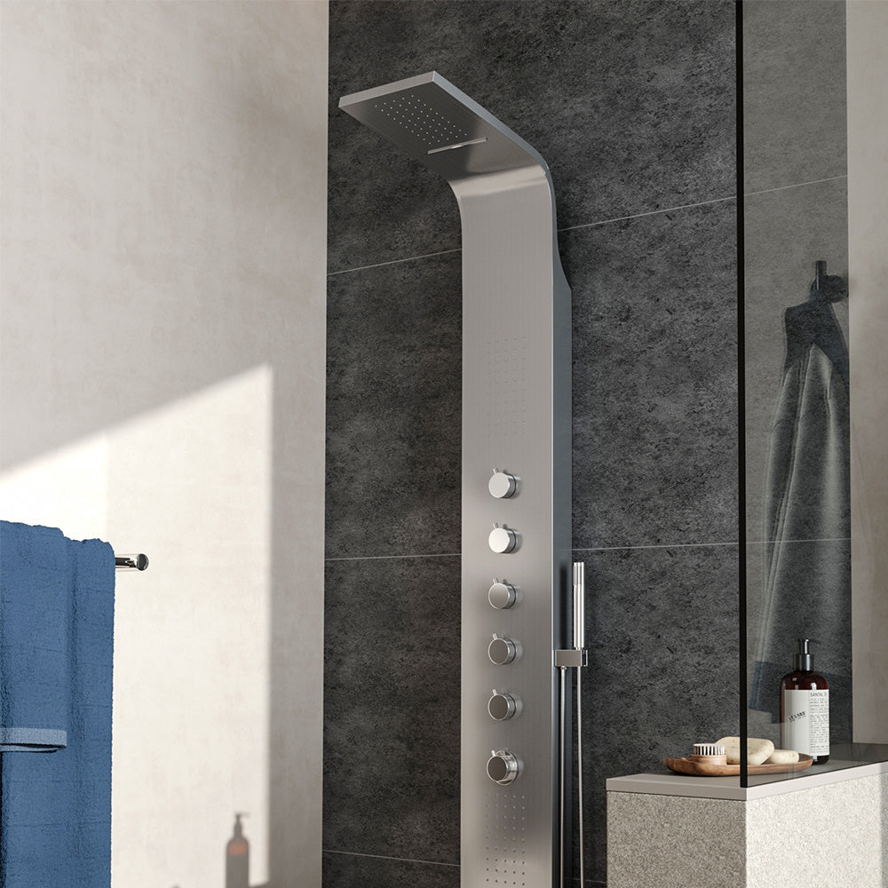 Silver Stainless Steel Exposed Shower Tower Panel