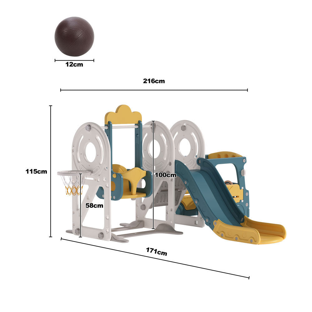 Blue Yellow 3 in 1 Kids Toddler Swing and Slide Playset