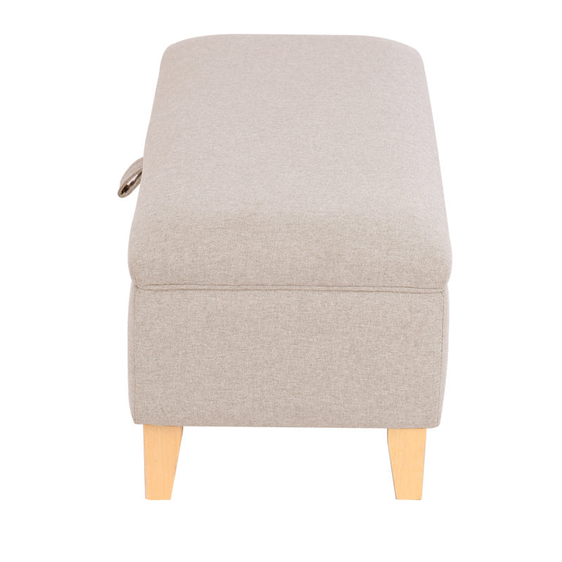 71CM Linen Storage Organizer Ottoman Footstool, Beige