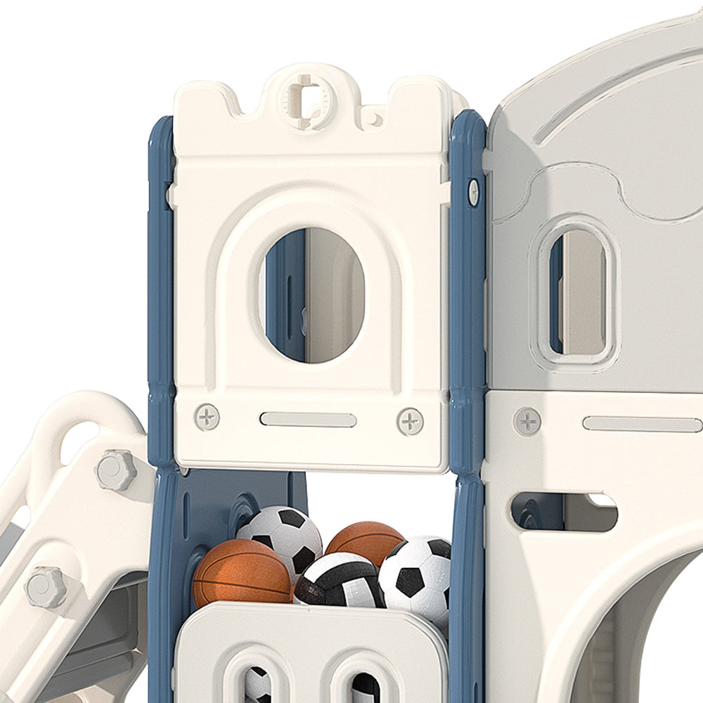 Kids Playset with Slide Basketball Hoop Indoor Playground,Blue